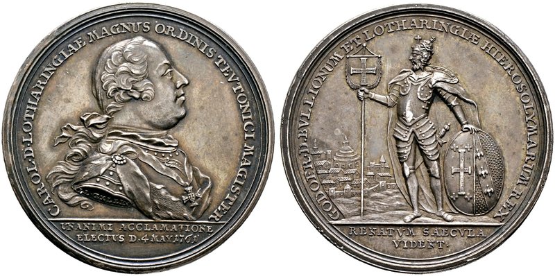 Deutscher Orden. Karl Alexander von Lothringen 1761-1780. Silbermedaille 1761 vo...