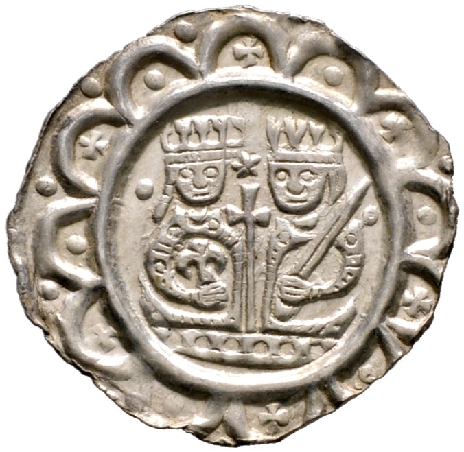 Donauwörth, königliche Münzstätte. Heinrich VI. 1190-1197. Brakteat. Die gekrönt...