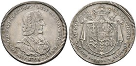 Ellwangen, Fürstpropstei. Anton Ignaz von Fugger-Glött 1756-1787. 1/2 Konventionstaler 1765 -Koblenz-. Brustbild mit Hermelin und Kreuz nach rechts / ...