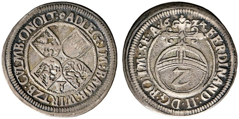 Fränkischer Kreis. Halbbatzen zu 2 Kreuzer 1624 -Fürth-. Münzmeister Conrad Stut...
