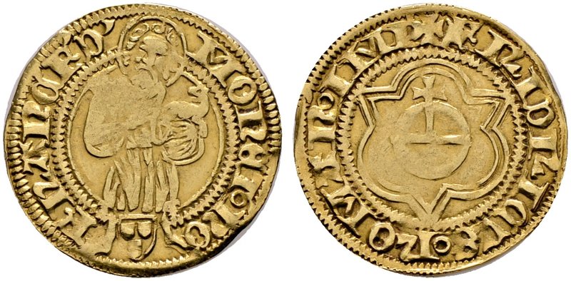 Frankfurt, Reichsmünzstätte. Friedrich III. 1451-1493. Goldgulden o.J. Johannes ...
