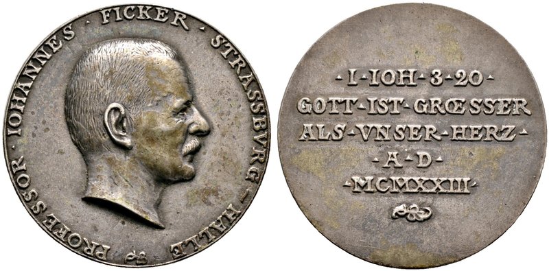 Halle/Saale, Stadt. Silbergussmedaille 1923 von Josef Bernhart, auf den Geheimra...