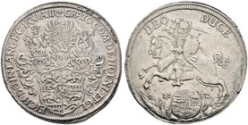 Hohenlohe-Neuenstein'sche Hauptlinie. Graf Craft, allein 1610-1641. Taler 1632 -Nürnberg-. Dreifach behelmtes, viergeteiltes Wappen mit Herzschild / N...
