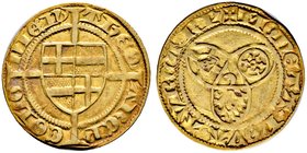 Köln, Erzbistum. Dietrich von Mörs 1414-1463. Goldgulden o.J. (1440) -Riehl-. Quadrierter Wappenschild auf Langkreuz / Die Wappen von Mainz, Trier und...