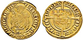 Köln, Erzbistum. Hermann IV. von Hessen 1480-1508. Goldgulden o.J. (1481) -Bonn-. Petrus mit Schlüssel und Buch hinter dem Wappen Ziegenhain/Hessen st...
