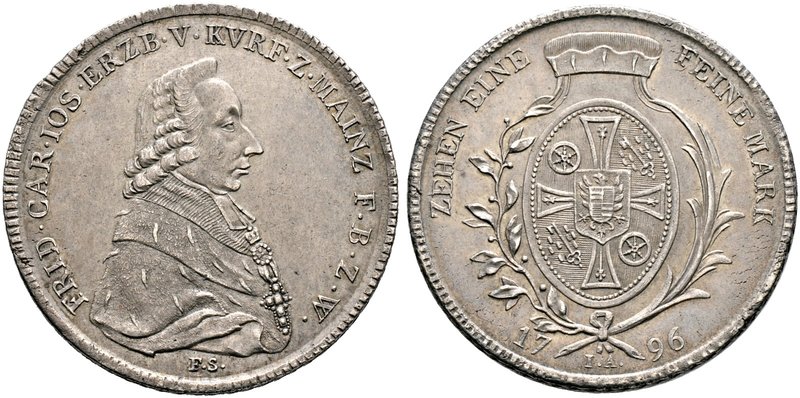 Mainz, Erzbistum. Friedrich Karl Joseph von Erthal 1774-1802. Konventionstaler 1...