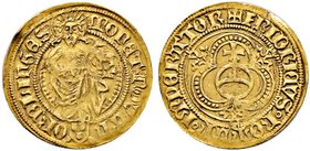 Nördlingen, Reichsmünzstätte. Friedrich III., römischer Kaiser 1452-1493, Pfandinhaber Philipp der Ältere von Weinsberg (1469-1503). Goldgulden o.J. (...