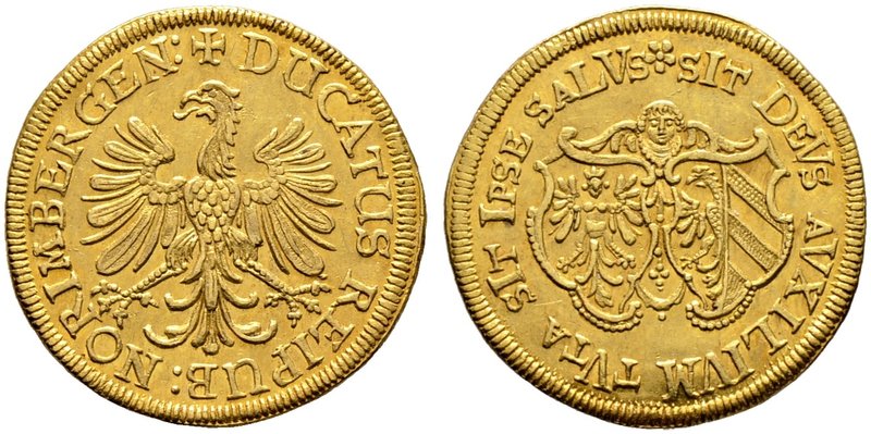 Nürnberg, Stadt. Dukat 1640. Ähnlich wie vorher, jedoch anstelle des Genius ein ...