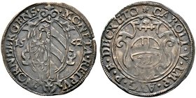 Nürnberg, Stadt. Groschen (1/21 Taler) 1552. Spitzovales Stadtwappen auf verzierter Kartusche, zu den Seiten die geteilte Jahreszahl / In einer Verzie...