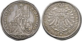 Nürnberg, Stadt. 1/2 Reichsguldiner zu 30 Kreuzer 1639 (aus 1638 im Stempel geändert). Ähnlich wie vorher, jedoch mit Titulatur Kaiser Ferdinand III. ...