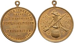 Wehlheiden (Hessen), Stadt. Tragbare Bronzemedaille 1896 unsigniert, auf das 1. Hessische Bundesschießen. Sieben Zeilen Schrift / Schützenembleme. Slg...