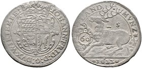 Württemberg. Johann Friedrich 1608-1628. Kipper-Hirschgulden zu 60 Kreuzer 1622 -Stuttgart-. Gekröntes, quad­riertes Wappen in einem oben eckigen Schi...