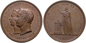 Württemberg. Wilhelm I. 1816-1864. Bronzemedaille 1823 von Voigt, auf die Geburt des Kronprinzen Karl. Köpfe des Königs und seiner Gemahlin Pauline na...