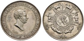 Württemberg. Wilhelm I. 1816-1864. Silberne Prämienmedaille o.J. (verliehen 1826-36) von J.L. Wagner, für landwirtschaftliche Verdienste. Erste Ausfüh...