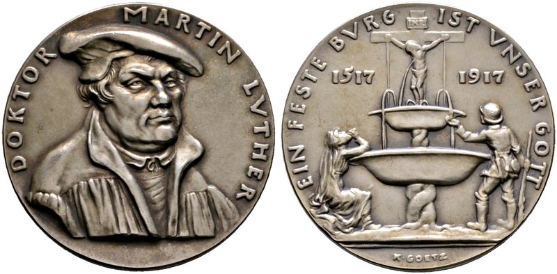 Medailleure. Goetz, Karl (1875-1950). Mattierte Silbermedaille 1917. Auf das 400...