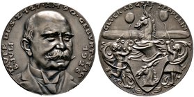 Medailleure. Goetz, Karl (1875-1950). Mattierte Silbermedaille 1928. Auf die Taufe des "LZ 127" am 90. Geburtstag des Grafen Zeppelin. Brustbild Zeppe...