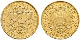 Reichsgoldmünzen. BREMEN. 10 Mark 1907 J. J. 204.
vorzüglich-prägefrisch aus polierten Stempeln