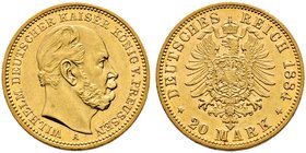 Reichsgoldmünzen. PREUSSEN. Wilhelm I. 1861-1888. 20 Mark 1884 A. J. 246.
selten in dieser Erhaltung, winzige Kratzer, vorzüglich-Stempelglanz