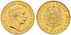 Reichsgoldmünzen. PREUSSEN. Wilhelm II. 1888-1918. 10 Mark 1889 A. J. 249.
äußerst selten-besonders in dieser Erhaltung, Polierte Platte-minimal berüh...