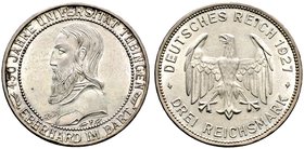 Weimarer Republik. 3 Reichsmark 1927 F. Uni Tübingen. J. 328.
minimale Randfehler, vorzüglich