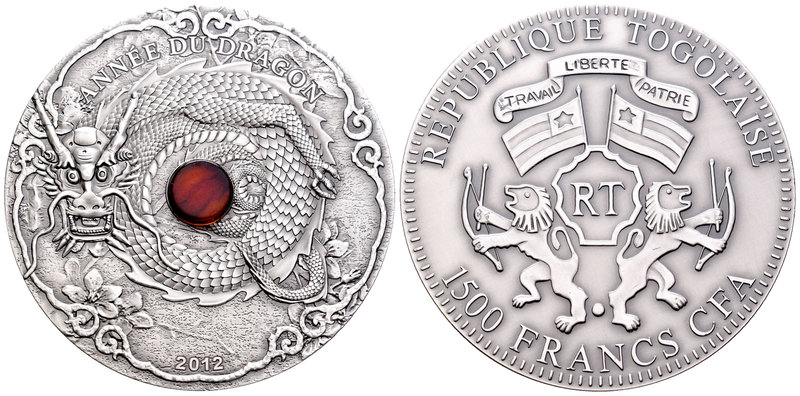 Andorra. 10 diners. 2014. (Km-94). Ag. 62,20 g. Year of the Dragon. Mineral Art ...