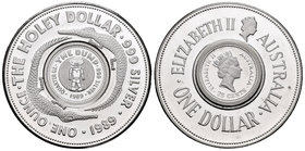 Australia. Elizabeth II. 1 dollar. 1989. (Km-132). Ag. 31,10 g. Holly dollar. PR. Est...40,00.