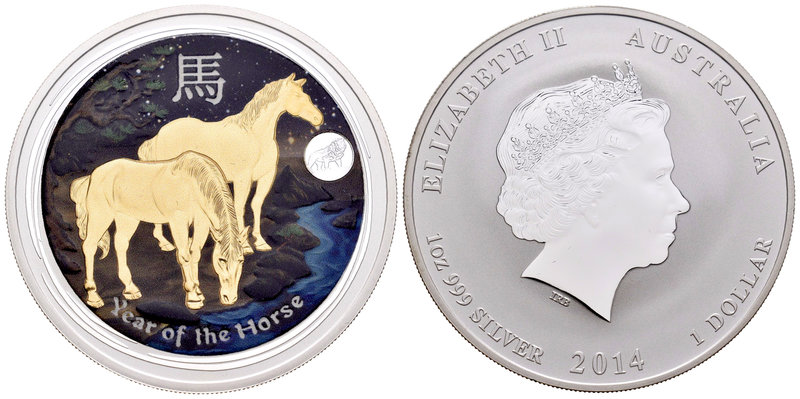 Australia. Elizabeth II. 1 dollar. 20114. (Km-no cita). Ag. 31,10 g. Coloured Ed...