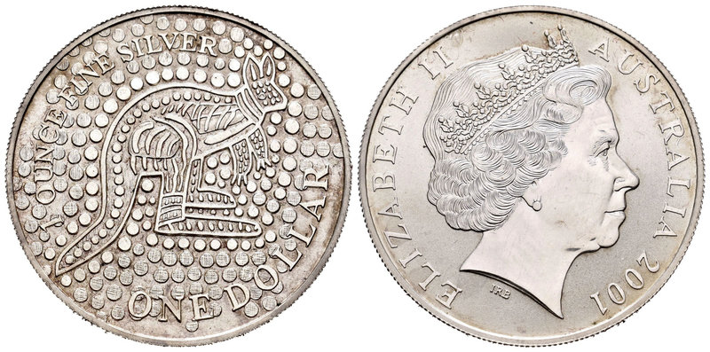 Australia. Elizabeth II. 1 dollar. 2001. (Km-590). Ag. 31,11 g. Kangaroo. PR. Es...