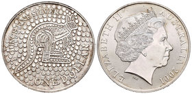 Australia. Elizabeth II. 1 dollar. 2001. (Km-590). Ag. 31,11 g. Kangaroo. PR. Est...25,00.