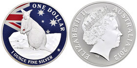 Australia. Elizabeth II. 1 dollar. 2012. (Km-1737 variante). Ag. 31,11 g. Coloured Edition. Mareeba Rock Wallaby. PR. Est...50,00.