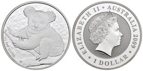 Australia. Elizabeth II. 1 dollar. 2009. Perth. P. (Km-1111). Ag. 31,11 g. Koala. PR. Est...25,00.