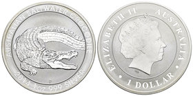 Australia. Elizabeth II. 1 dollar. 2014. Perth. P. Ag. 31,11 g. Crocodile. PR. Est...25,00.