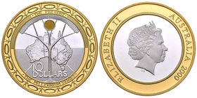 Australia. Elizabeth II. 10 dollars. 2000. (Km-511). Ag. 35,53 g. Milenio. Parcialmente dorada. PR. Est...50,00.