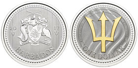 Barbados. 1 dollar. 2017. Ag. 31,11 g. Partial gold plated. PR. Est...40,00.