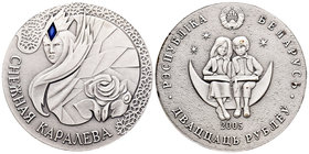 Belarus. 20 rublos. 2005. Warsaw. (Km-93). Ag. 28,63 g. Antique finish and crystal incrusted. UNC. Est...35,00.