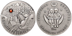 Belarus. 20 rublos. 2005. Warsaw. (Km-92). Ag. 28,63 g. Antique finish and crystal incrusted. UNC. Est...30,00.