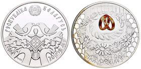 Belarus. 20 rublos. 2006. (Km-136). Ag. 33,63 g. Anillos a color. PR. Est...35,00.