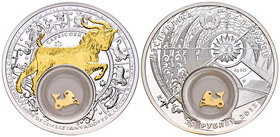 Belarus. 20 rublos. 2013. (Km-B513). Ag. 28,28 g. Capricorn. Partial Gold Plated. PR. Est...40,00.
