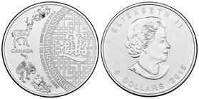 Canada. Elizabeth II. 5 dollars. 2015. Ag. 31,11 g. PR. Est...25,00.