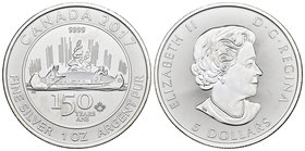 Canada. Elizabeth II. 5 dollars. 2017. Ag. 31,11 g. 150 Years. PR. Est...30,00.