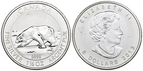 Canada. Elizabeth II. 8 dollars. 2013. Ag. 46,81 g. Polar bear. PR. Est...45,00.