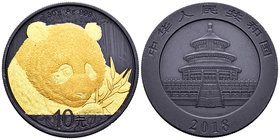 China. 10 yuan. 2018. Ag. 31,11 g. Panda. Partial Gold Plated and Black Ruthenium Edition. UNC. Est...80,00.