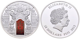Fiji. Elizabeth II. 10 dollars. 2007. Ag. 25,00 g. Temple Gates. Coloured. Tirada de 999 piezas. Con certificado. PR. Est...40,00.