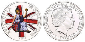 United Kingdom. Elizabeth II. 1 pound. 2011. Ag. 15,10 g. Britannia colour version. UNC. Est...20,00.