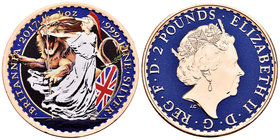 United Kingdom. Elizabeth II. 2 libras. 2017. Ag. 31,11 g. Coloured Edition. Britannia. Con caja y certificado. PR. Est...50,00.