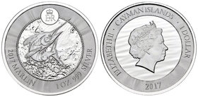 Cayman Islands. Elizabeth II. 1 dollar. 2017. Ag. 31,10 g. Pez marlin. PR. Est...35,00.