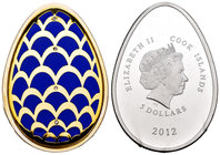 Cook Islands. Elizabeth II. 5 dollars. 2012. (Km-1378). Ag. 20,00 g. Imperial Eggs Pine Cone. Cloisonne Faberge. 30 x 43 mm. PR. Est...70,00.