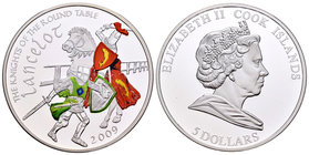 Cook Islands. Elizabeth II. 5 dollars. 2009. (Km-676). Ag. 31,11 g. Caballeros de la mesa redonda, Lancelot. Coloured. Tirada de 300 piezas. PR. Est.....