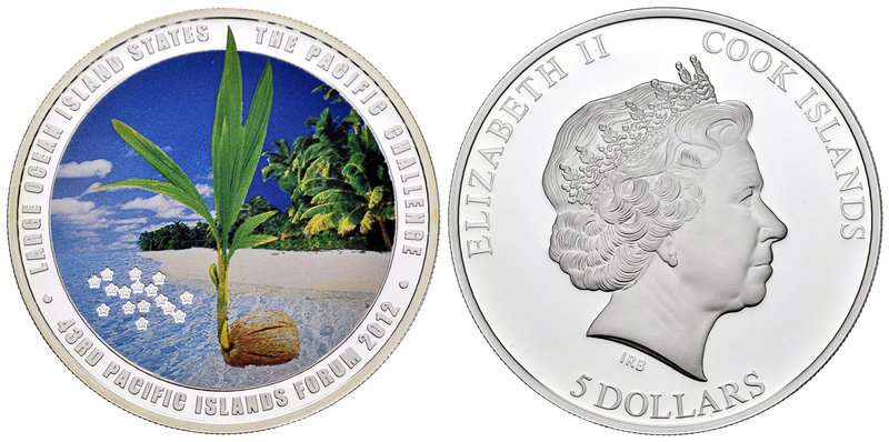 Cook Islands. Elizabeth II. 5 dollars. 2012. Ag. 20,25 g. Coloured Edition. 43rd...