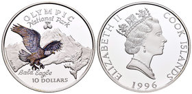 Cook Islands. Elizabeth II. 10 dollars. 1996. (Km-283). Ag. 28,00 g. Olimpic. Coloured. PR. Est...30,00.
